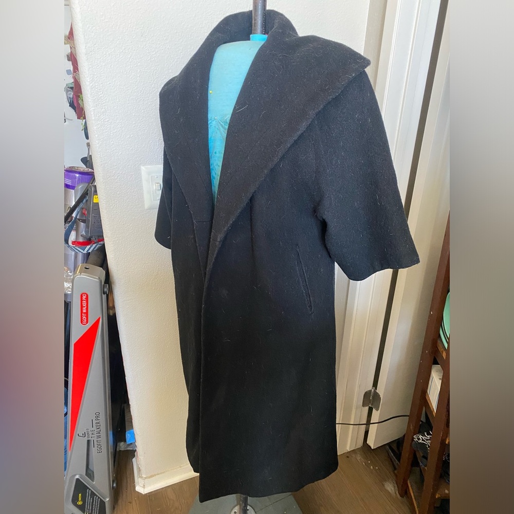 Vintage black shawl collar cocoon coat